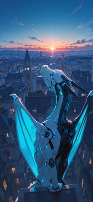 Prism Blue Sunset City Spring Animal Machine mobile wallpaper / スマホ壁紙