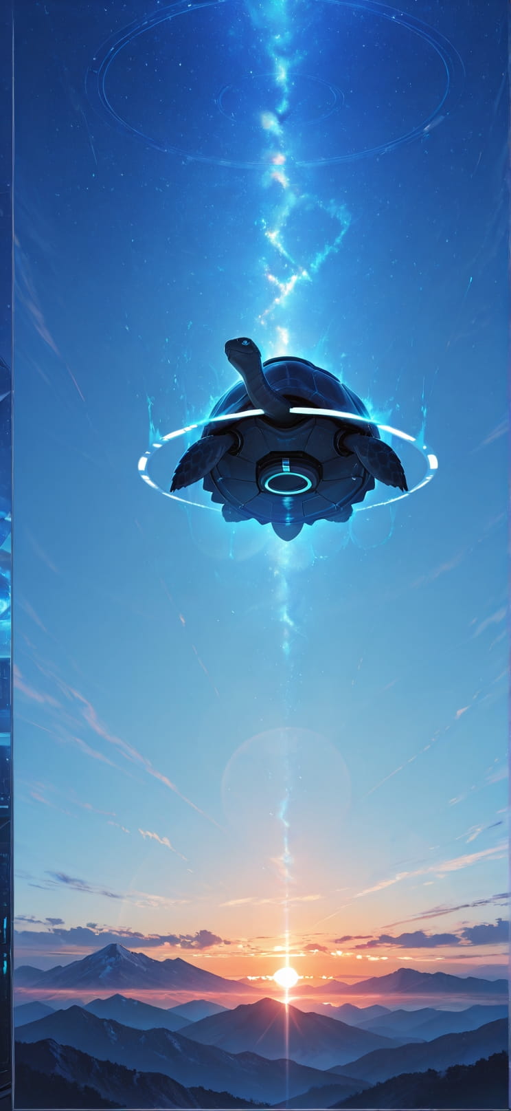 Prism Blue Sunset Mountain Summer Animal mobile wallpaper / スマホ壁紙