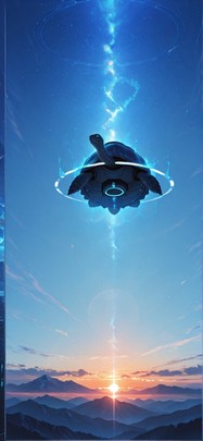 Prism Blue Sunset Mountain Summer Animal mobile wallpaper / スマホ壁紙