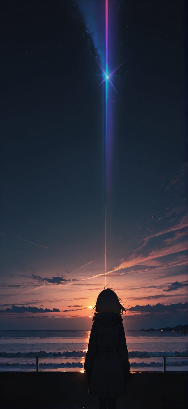 Prism Brown Afternoon Sea Winter mobile wallpaper / スマホ壁紙