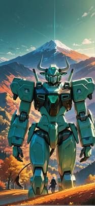 Prism Green Afternoon Mountain Autumn Animal Machine mobile wallpaper / スマホ壁紙