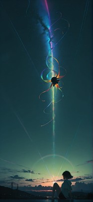 Prism Green Afternoon Sky Summer Animal mobile wallpaper / スマホ壁紙