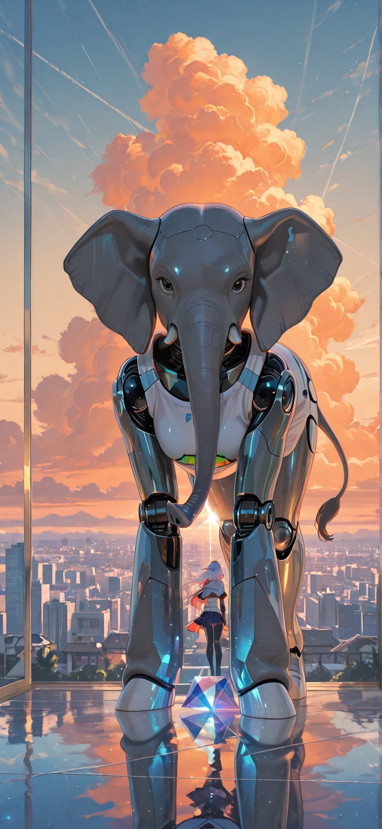 Prism Orange Afternoon City Summer Animal Machine mobile wallpaper / スマホ壁紙