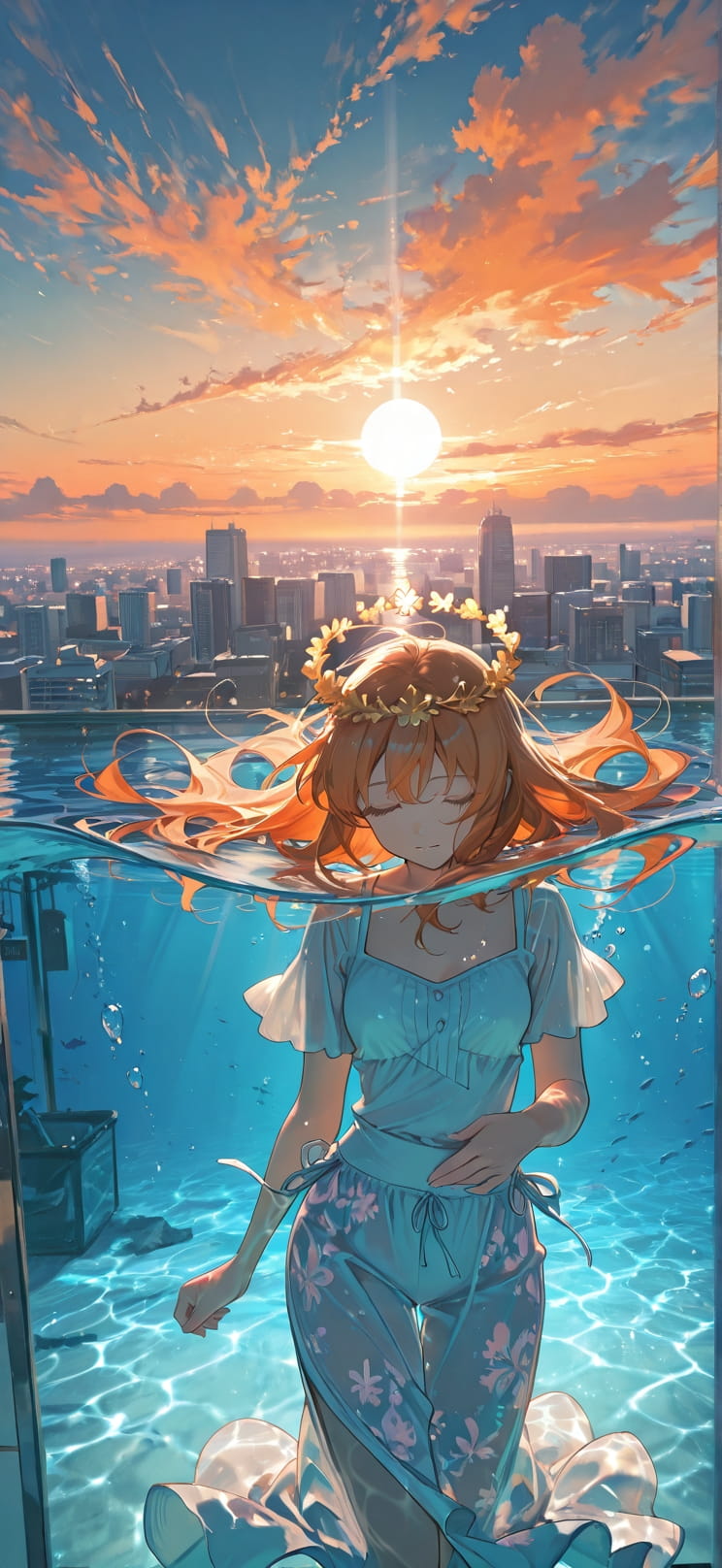 Prism Orange Afternoon City Summer mobile wallpaper / スマホ壁紙
