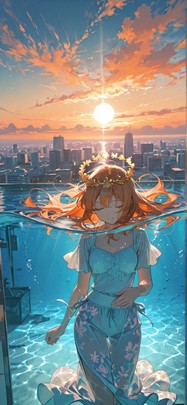 Prism Orange Afternoon City Summer mobile wallpaper / スマホ壁紙
