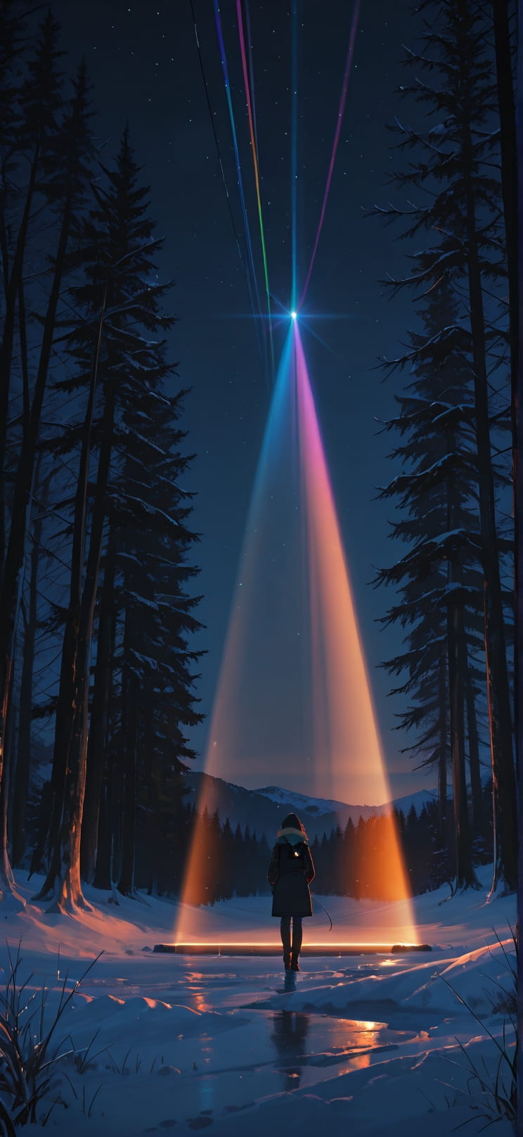 Prism Orange Night Nature Winter Machine mobile wallpaper / スマホ壁紙