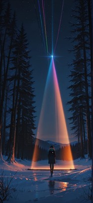 Prism Orange Night Nature Winter Machine mobile wallpaper / スマホ壁紙