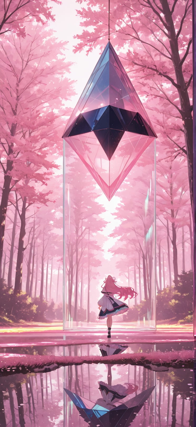 Prism Pink Afternoon Nature Spring Machine mobile wallpaper / スマホ壁紙