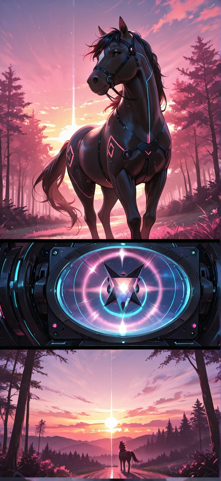 Prism Pink Sunset Nature Summer Animal Machine mobile wallpaper / スマホ壁紙