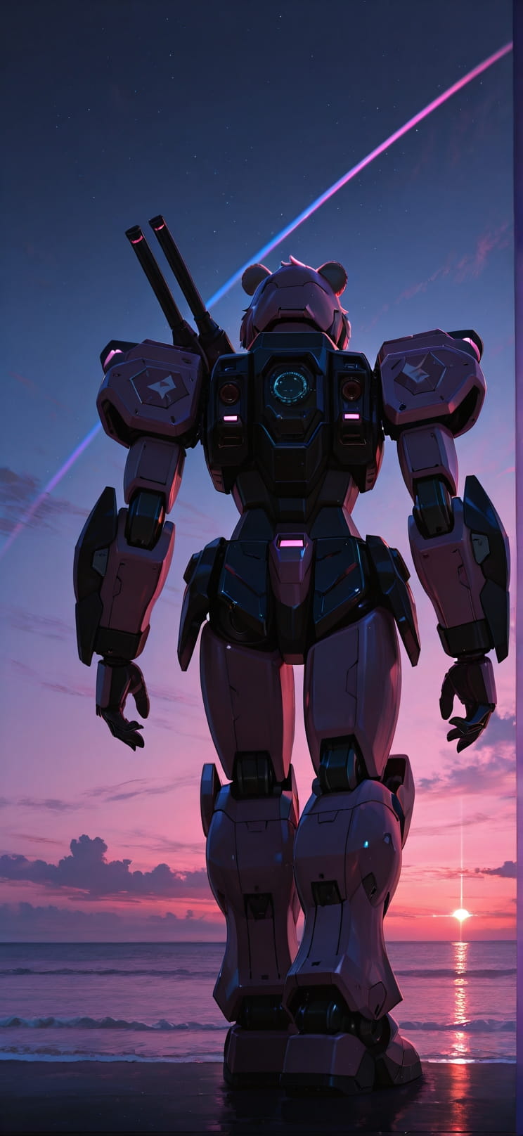 Prism Pink Sunset Sea Summer Animal Machine mobile wallpaper / スマホ壁紙