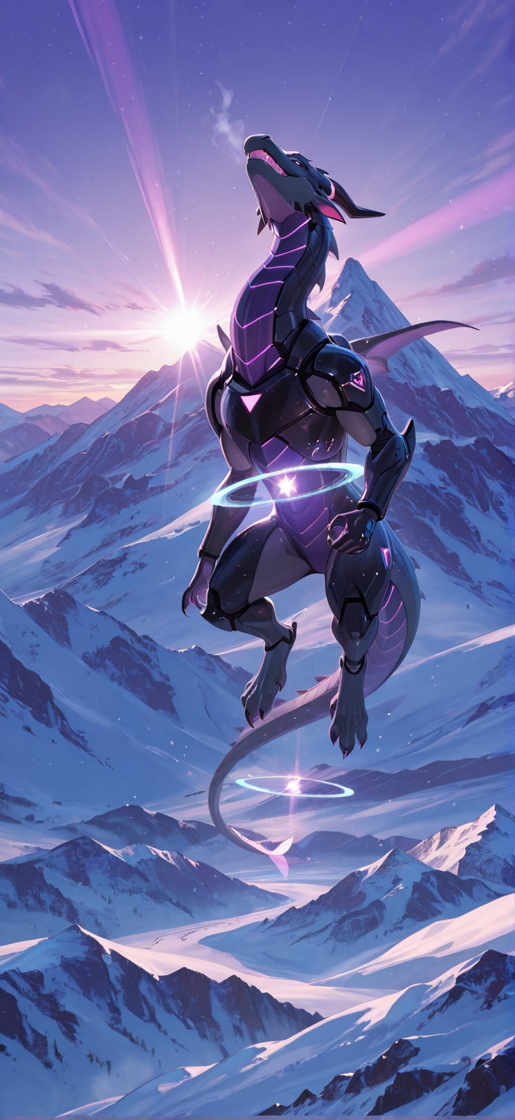 Prism Purple Afternoon Mountain Winter Animal Machine mobile wallpaper / スマホ壁紙