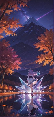Prism Purple Night Mountain Autumn mobile wallpaper / スマホ壁紙