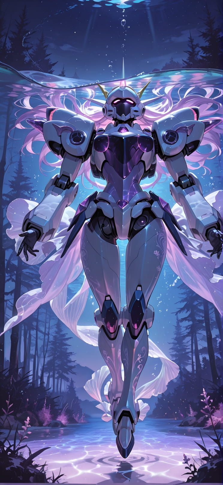 Prism Purple Night Nature Winter Machine mobile wallpaper / スマホ壁紙