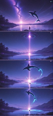 Prism Purple Night Sea Spring Animal mobile wallpaper / スマホ壁紙