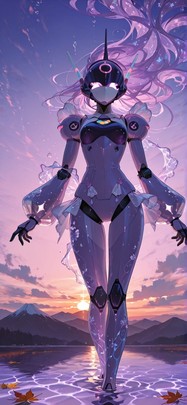 Prism Purple Sunset Mountain Autumn Machine mobile wallpaper / スマホ壁紙