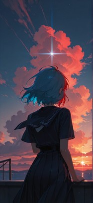 Prism Red Sunset Sky Summer mobile wallpaper / スマホ壁紙
