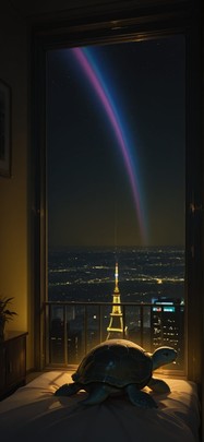 Prism Yellow Night City Spring Animal mobile wallpaper / スマホ壁紙