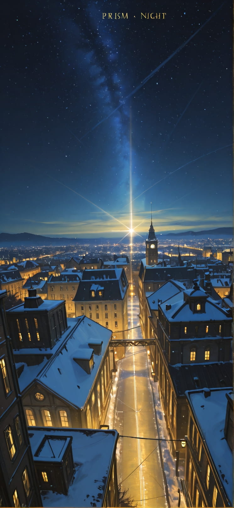 Prism Yellow Night City Winter Machine mobile wallpaper / スマホ壁紙