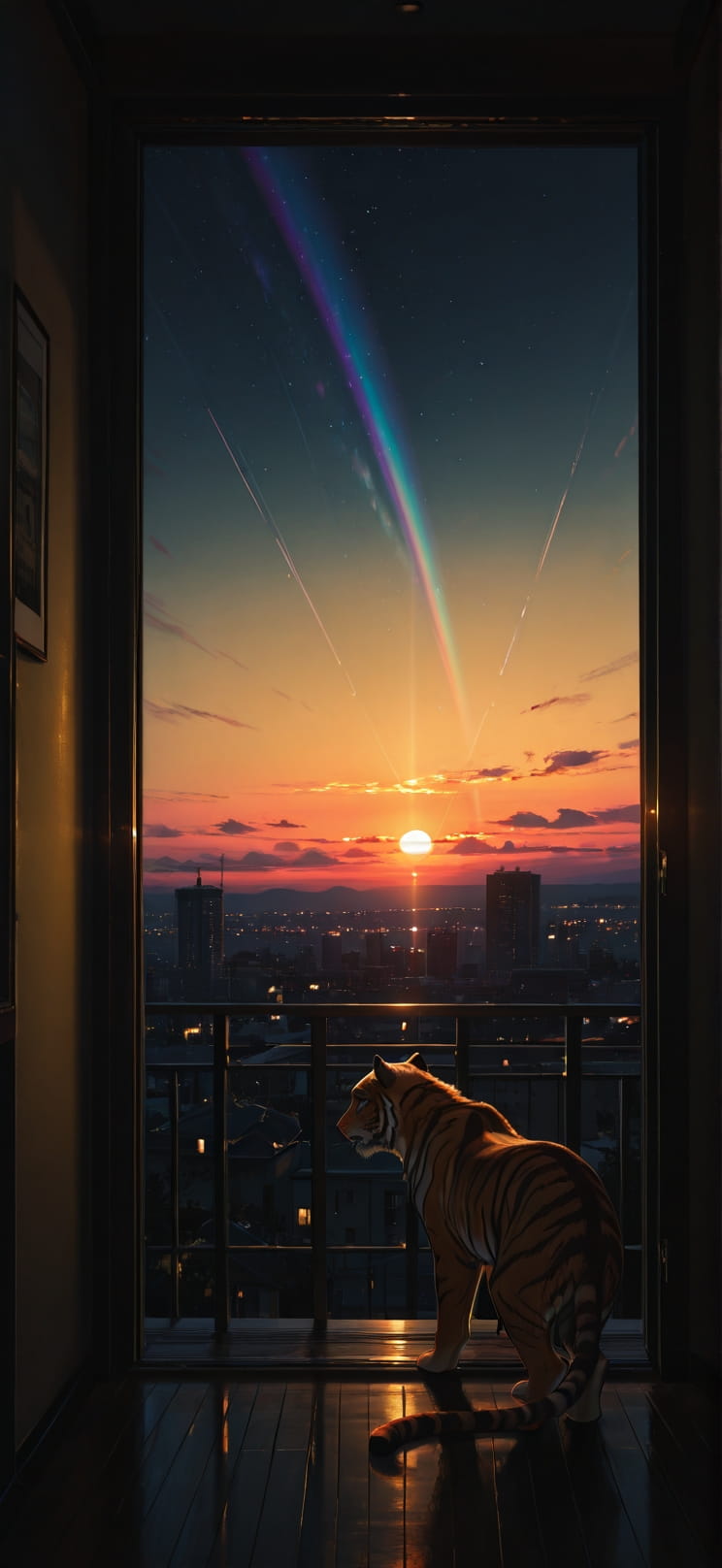 Prism Yellow Sunset City Spring Animal mobile wallpaper / スマホ壁紙