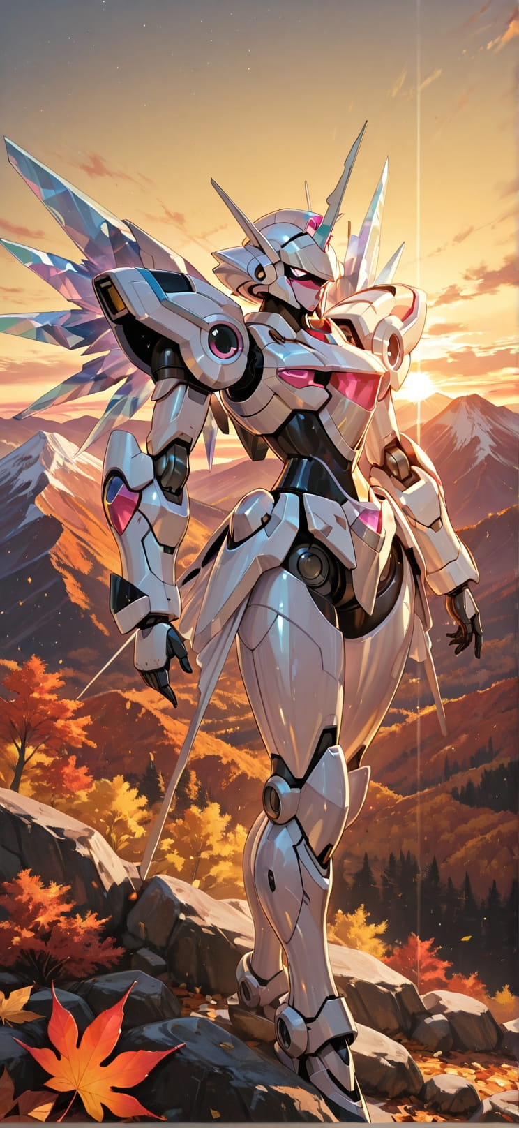 Prism Yellow Sunset Mountain Autumn Machine mobile wallpaper / スマホ壁紙