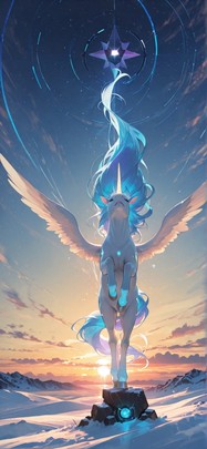 Prism Yellow Sunset Sky Winter Animal mobile wallpaper / スマホ壁紙