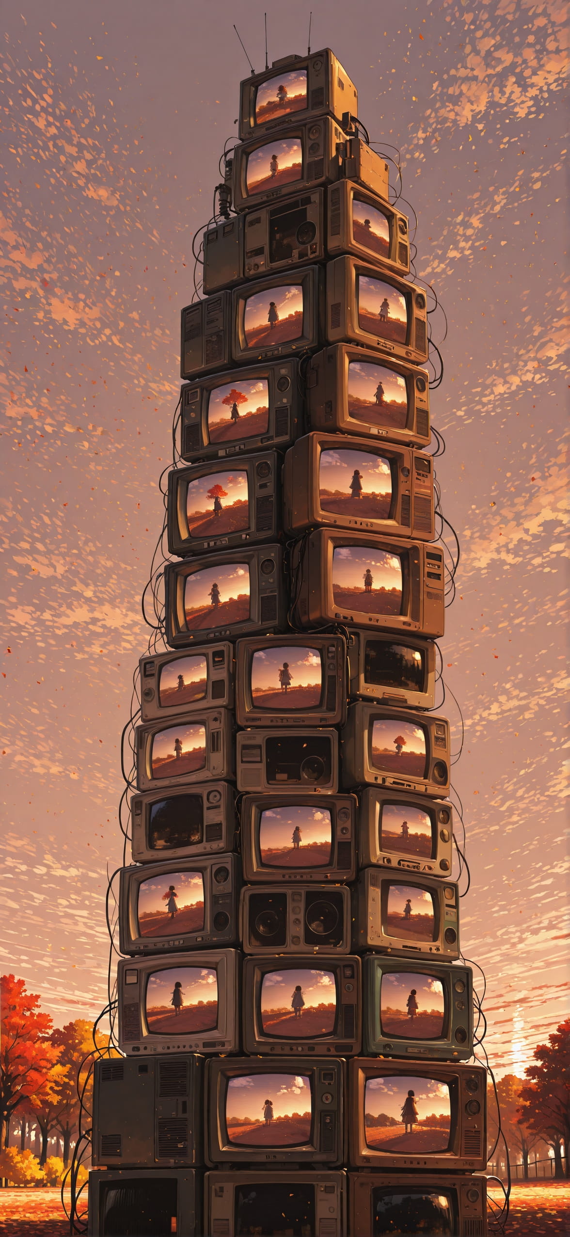 Promptplayground Brown Afternoon Sky Autumn Machine mobile wallpaper / スマホ壁紙