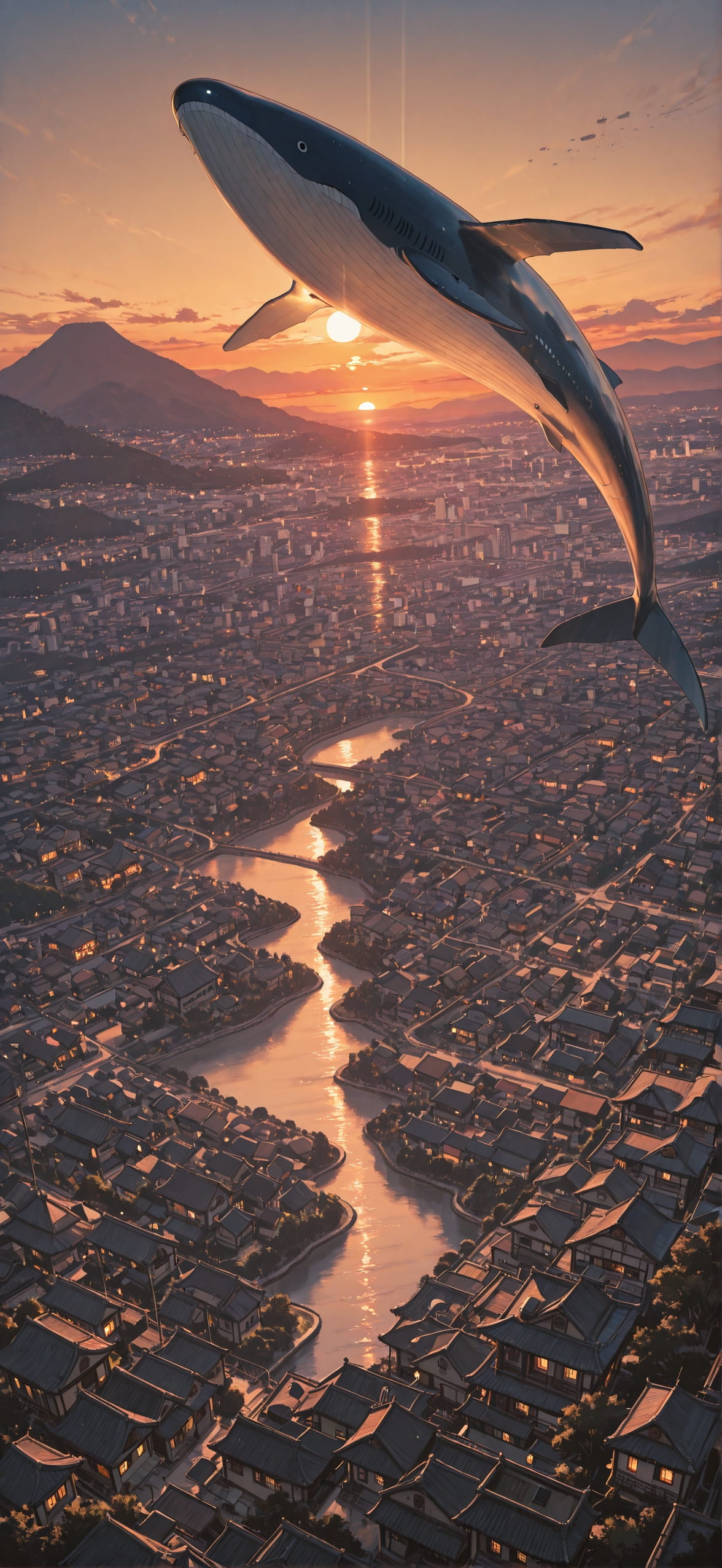 Promptplayground Brown Sunset City Summer Animal Machine mobile wallpaper / スマホ壁紙