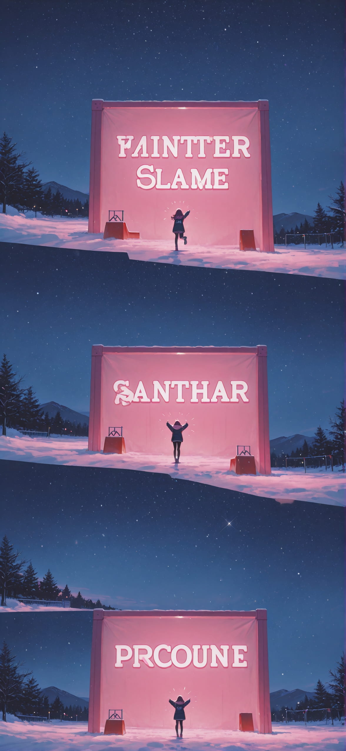 Promptplayground Pink Night Sky Winter mobile wallpaper / スマホ壁紙