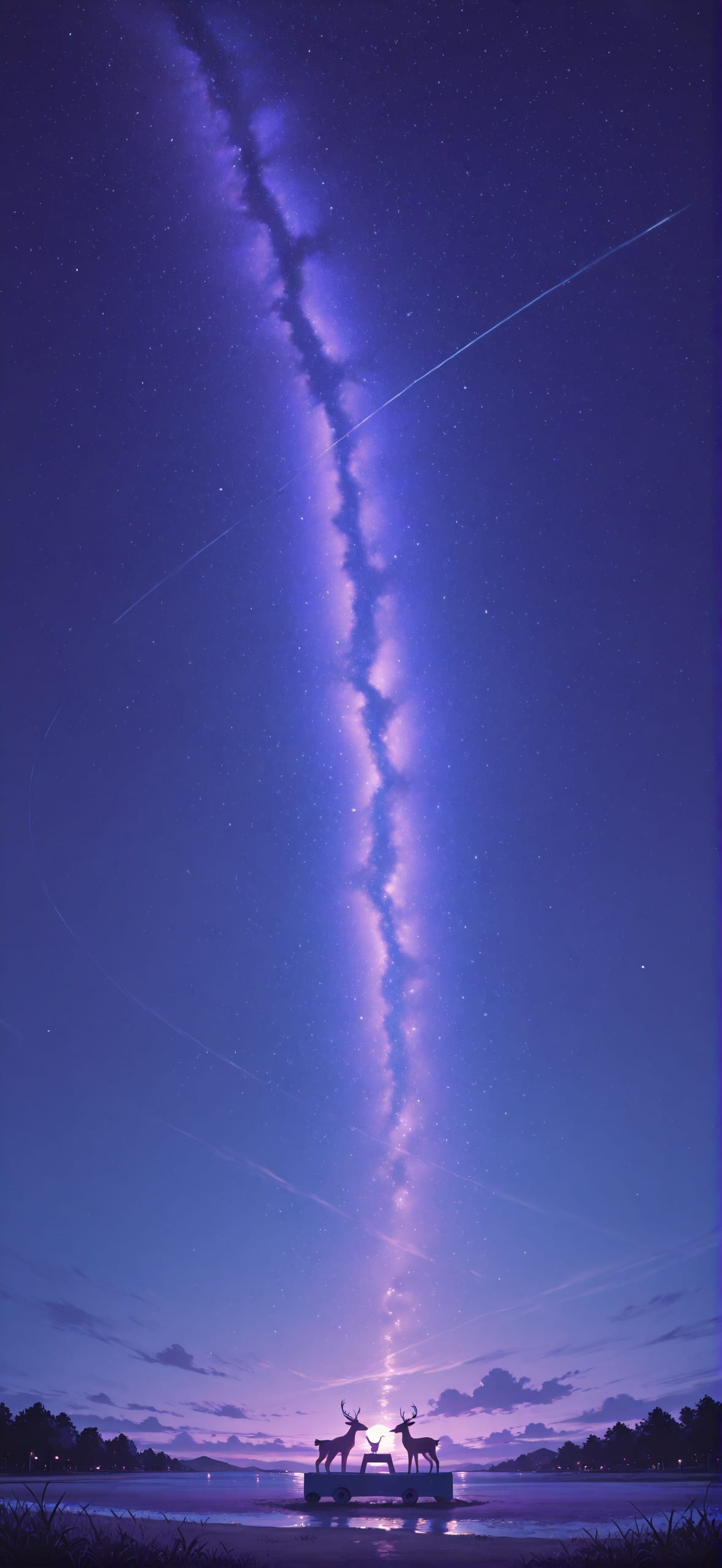 Promptplayground Purple Night Sky Summer Animal mobile wallpaper / スマホ壁紙