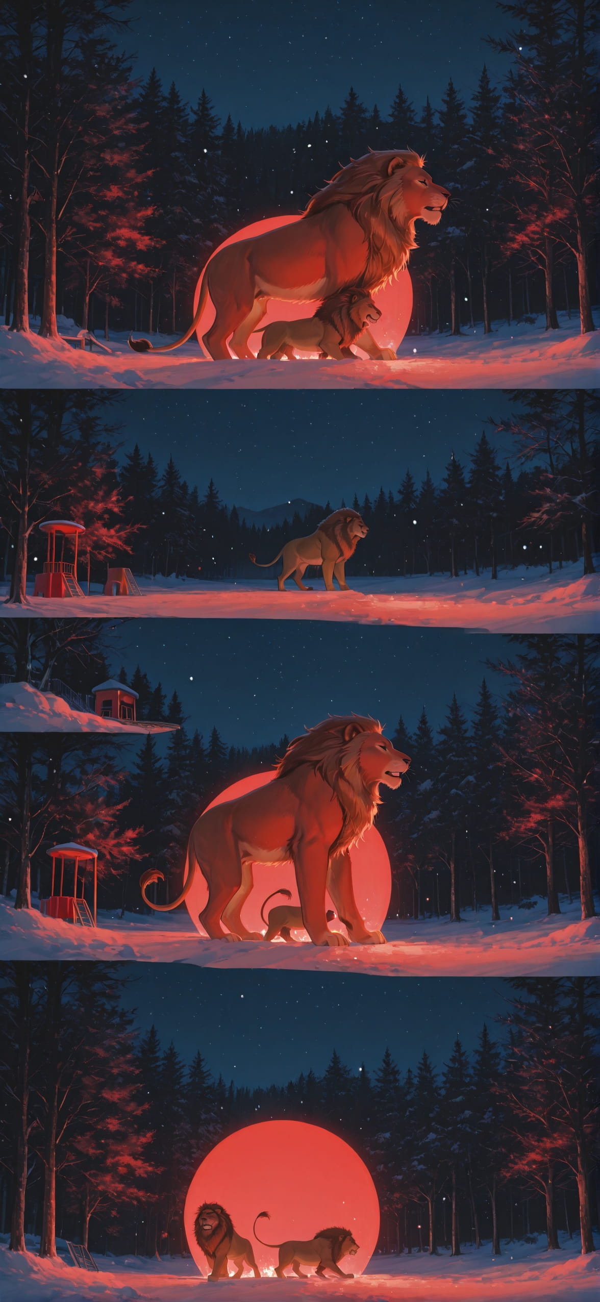 Promptplayground Red Night Nature Winter Animal mobile wallpaper / スマホ壁紙