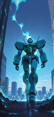 Quartz Blue Afternoon City Spring Machine mobile wallpaper / スマホ壁紙