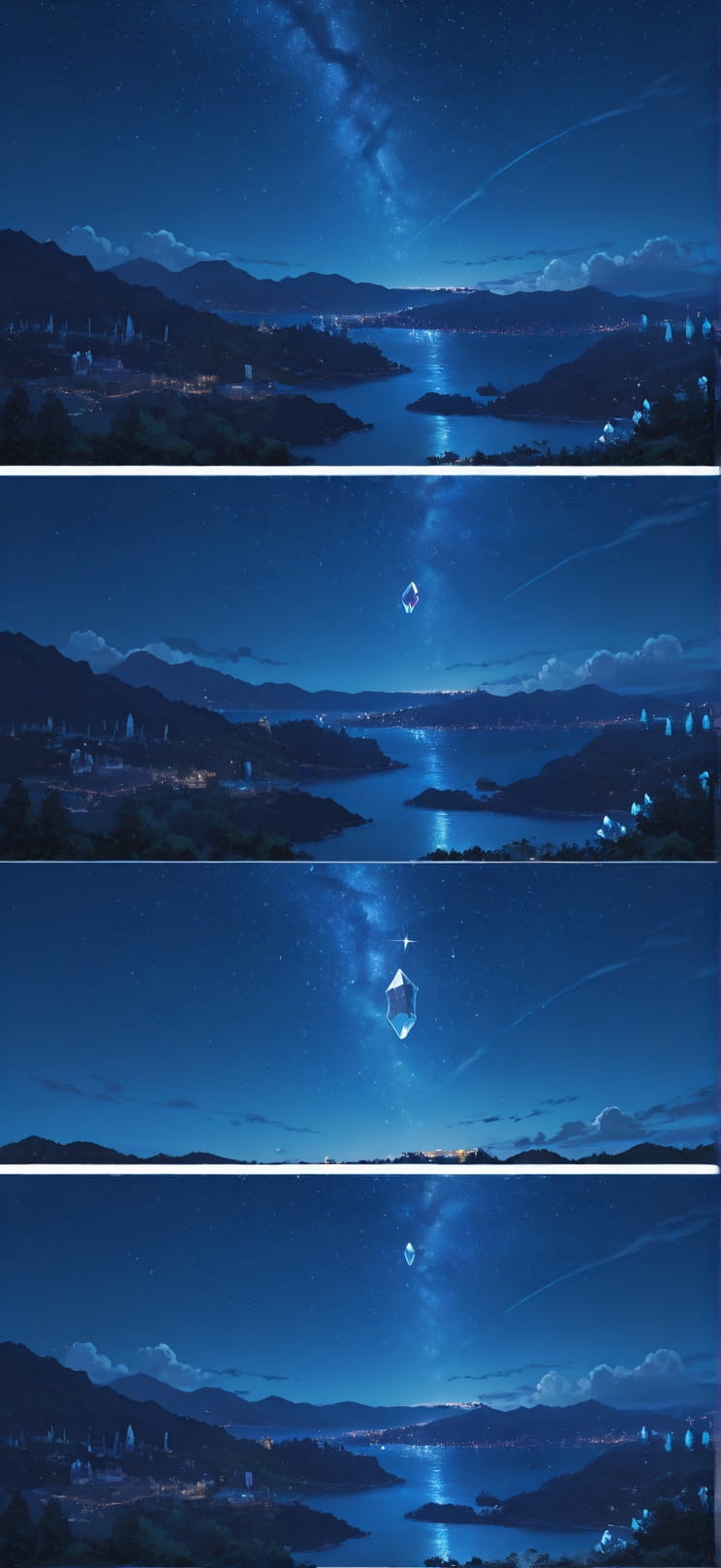 Quartz Blue Night Sea Spring Machine mobile wallpaper / スマホ壁紙