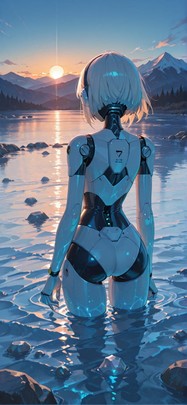 Quartz Blue Sunset Mountain Winter Machine mobile wallpaper / スマホ壁紙