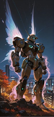 Quartz Brown Night City Autumn Machine mobile wallpaper / スマホ壁紙