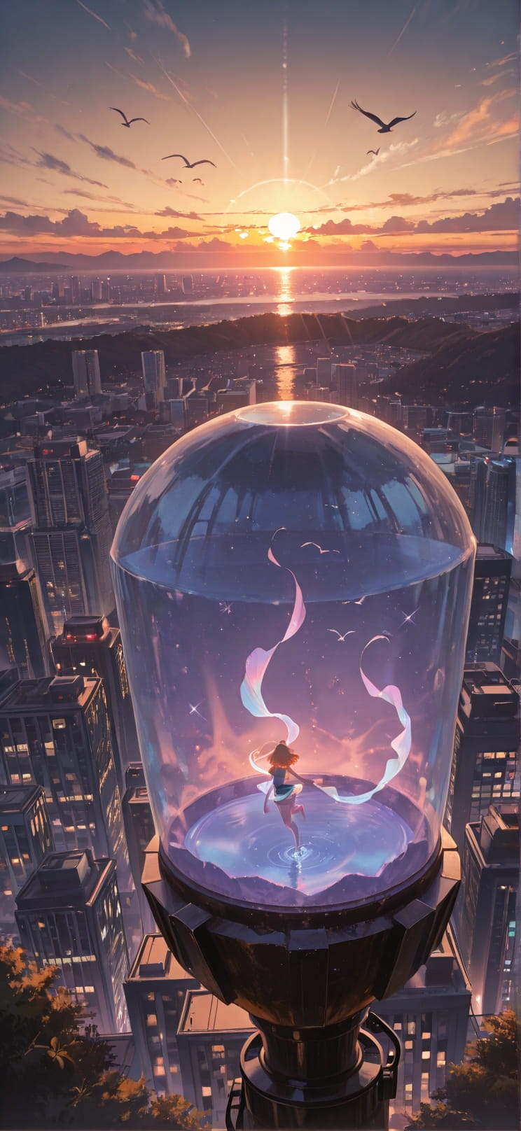 Quartz Brown Sunset City Summer Animal mobile wallpaper / スマホ壁紙