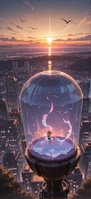 Quartz Brown Sunset City Summer Animal mobile wallpaper / スマホ壁紙