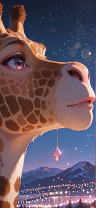 Quartz Pink Night Mountain Winter Animal mobile wallpaper / スマホ壁紙