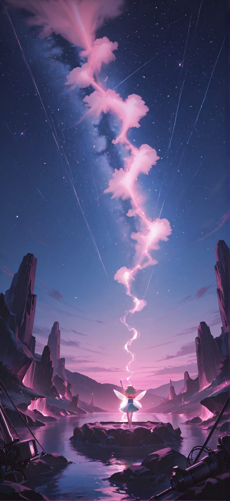 Quartz Pink Night Sky Summer Animal Machine mobile wallpaper / スマホ壁紙