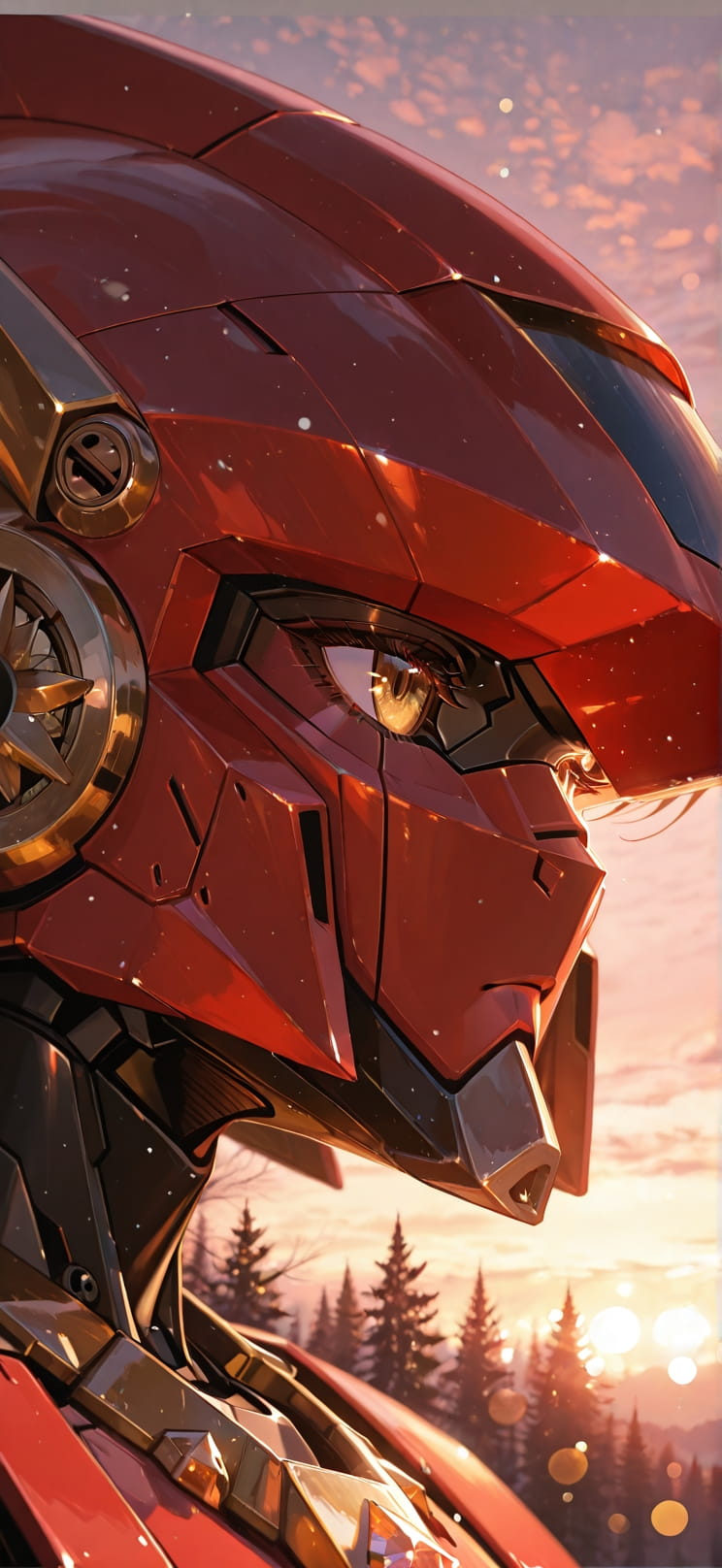 Quartz Red Sunset Nature Winter Machine mobile wallpaper / スマホ壁紙