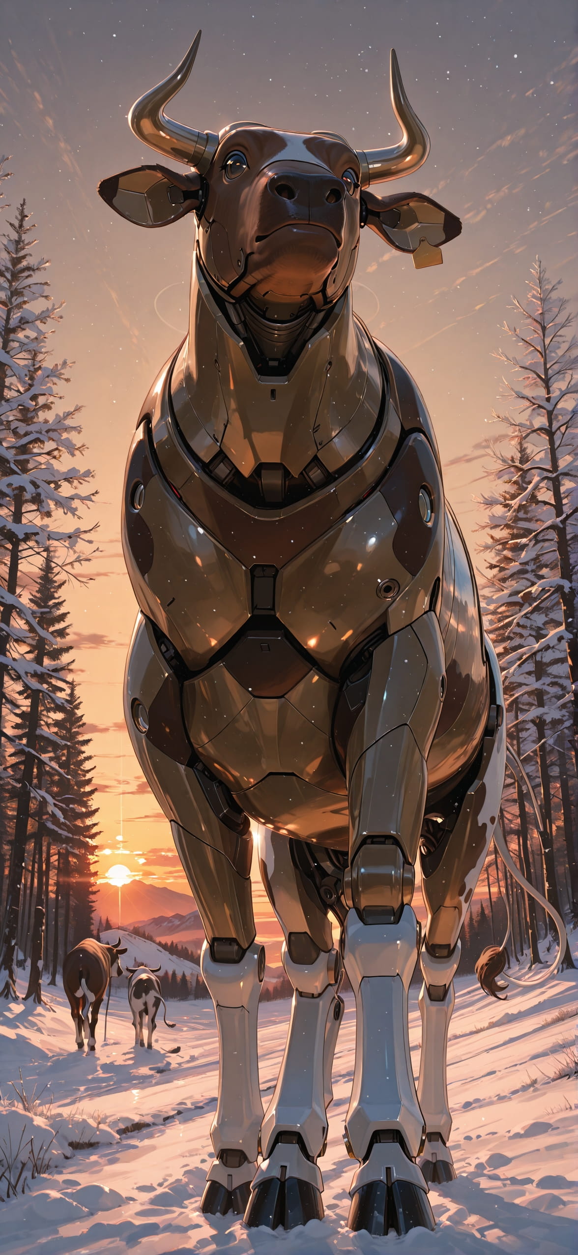 Realitywarp Brown Sunset Nature Winter Animal Machine mobile wallpaper / スマホ壁紙