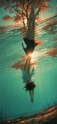 Realitywarp Green Sunset Sea Autumn mobile wallpaper / スマホ壁紙