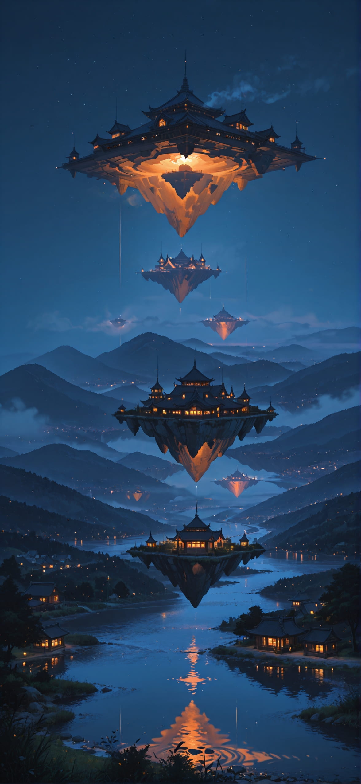 Realitywarp Orange Night Sea Summer Machine mobile wallpaper / スマホ壁紙