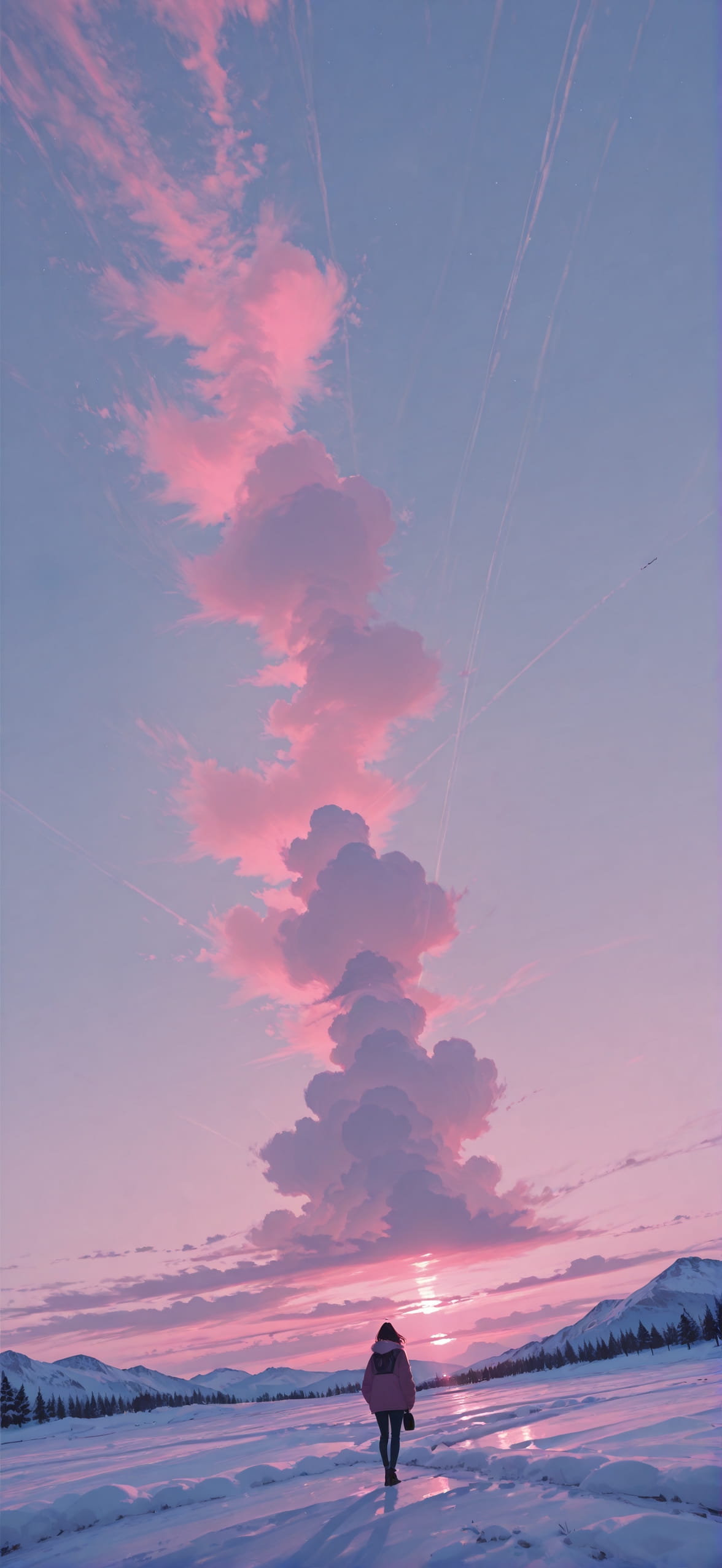 Realitywarp Pink Afternoon Sky Winter mobile wallpaper / スマホ壁紙