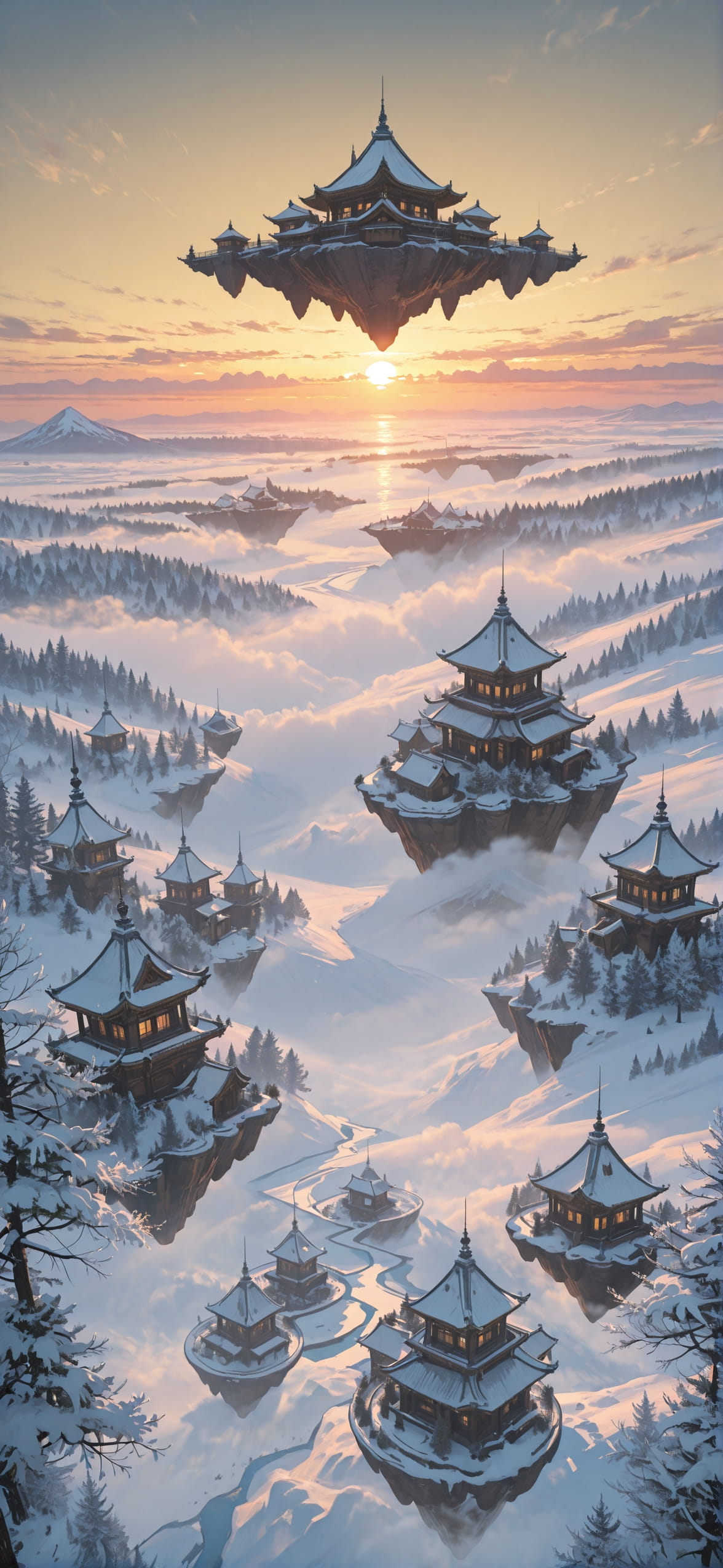 Realitywarp Yellow Sunset Nature Winter mobile wallpaper / スマホ壁紙