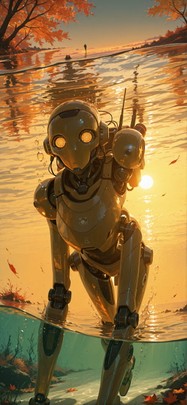 Realitywarp Yellow Sunset Sea Autumn Machine mobile wallpaper / スマホ壁紙