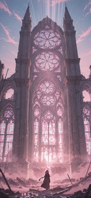 Ruins Pink Afternoon Sky Winter mobile wallpaper / スマホ壁紙