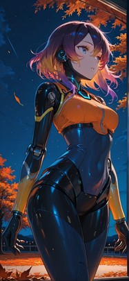 Saffron Blue Night Sky Autumn Machine mobile wallpaper / スマホ壁紙