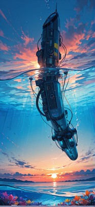 Saffron Blue Sunset Sea Summer Machine mobile wallpaper / スマホ壁紙