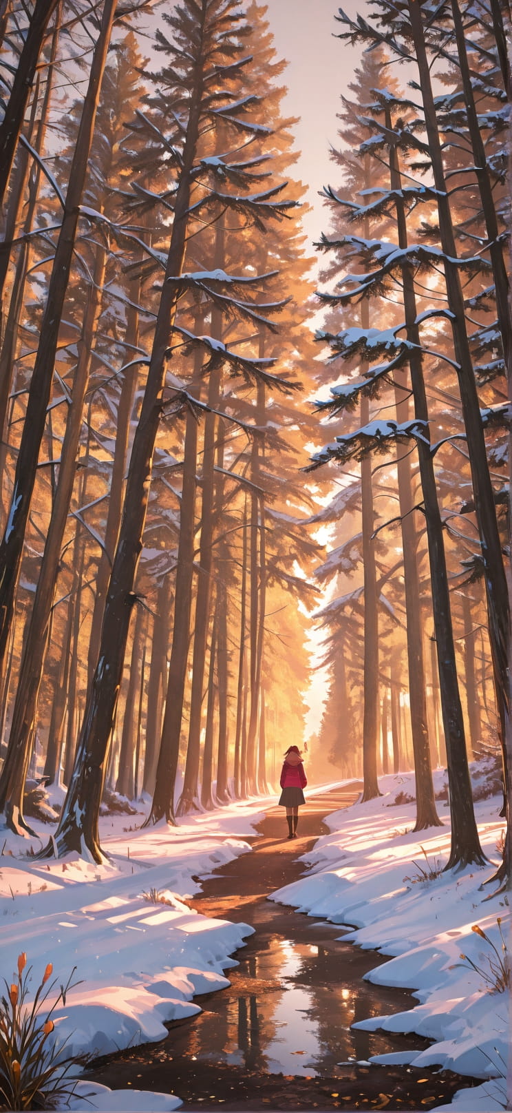 Saffron Brown Afternoon Nature Winter mobile wallpaper / スマホ壁紙