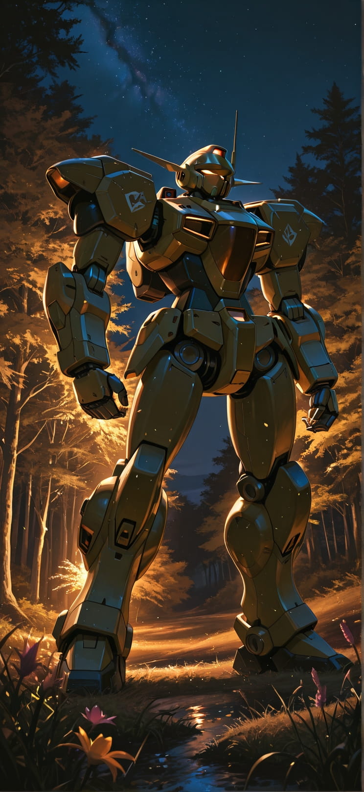 Saffron Brown Night Nature Spring Machine mobile wallpaper / スマホ壁紙